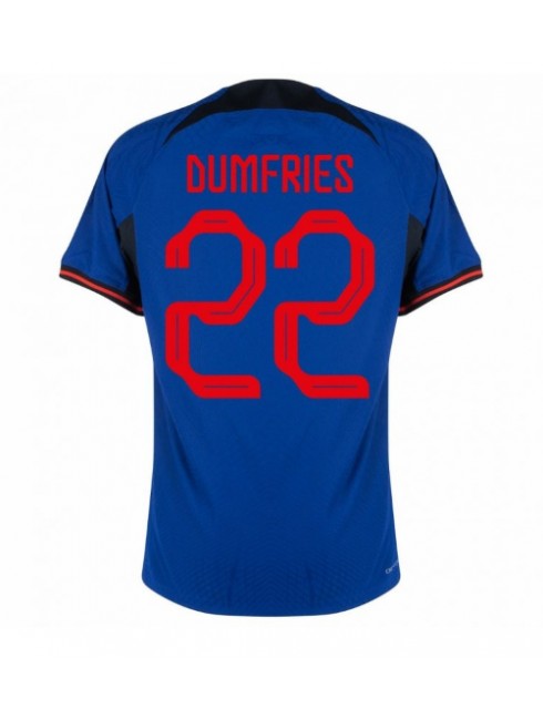 Billige Nederland Denzel Dumfries #22 Bortedrakt VM 2022 Kortermet